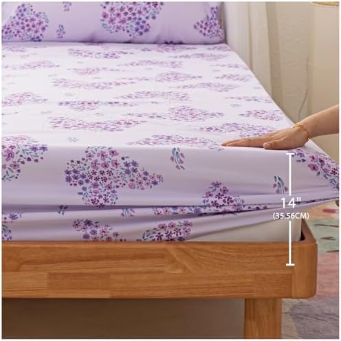 Full Sheets Set for Girls Kids - 4-Piece Cute Butterfly Bedding Set, Breathable Lavender Flowers 3D Fitted Sheets with 14" Deep Pocket, Ultra-Soft Lightweight Bedroom Essentials - Image 4