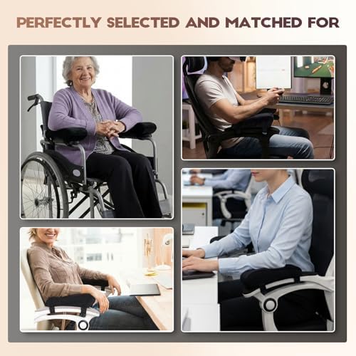 Chair Arm Pads for Office, Wheelchair and Gaming | Memory foam armrest pillows for desk, computer, gaming, office chairs, wheelchairs, and elbow support - Image 3