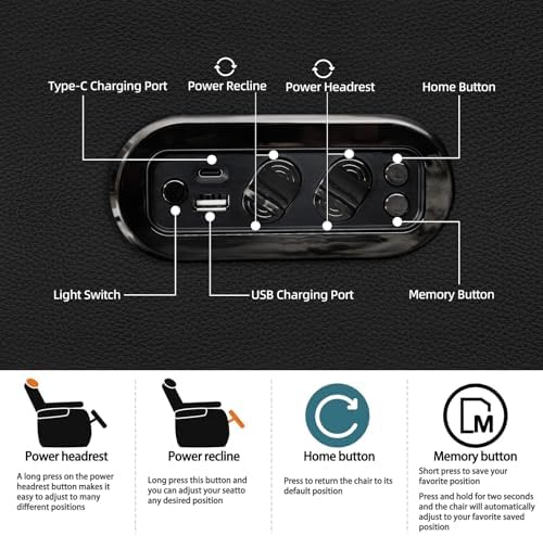 comfiroom Top-Grain Leather Home Theater Seating, Dual-Motor Power Recliner - Image 4