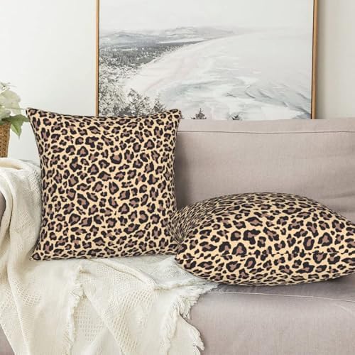 Cute Cheetah Print Pillowcase Set of 2 Brown Leopard Throw Pillow Covers Shells for Couch Office Bedroom Home Decoration, 16"X16" - Image 7