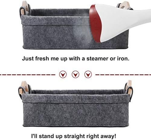 Small Storage Basket Soft Felt Collapsible Baskets Storage Bins for Cellphone Earphone Chargers Cables Make Up Shelf Fabric Drawers Storage Baskets Cute Storage Baskets Light Gray - Image 7