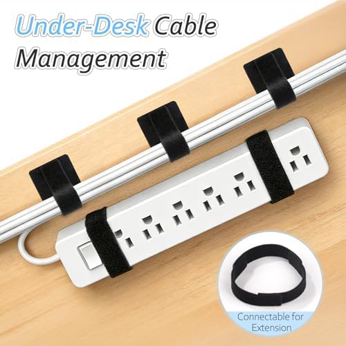 Cable Management Under Desk Detachable Cable Straps, Black, 20 Pack - Image 3