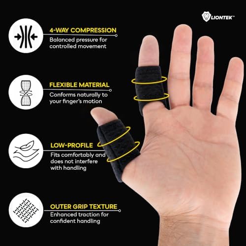 LIONTEK Thumb or Short-length Flow Finger Sleeve V3 Pair — Joint Support & Compression for Golf, Basketball, BJJ, Fitness, Volleyball, and Daily Activity (XX-Large) - Image 2
