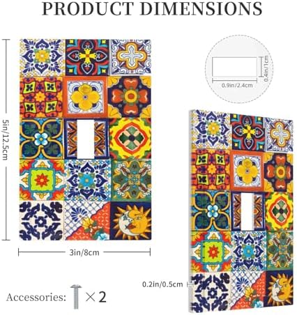Decorative Light Switch Covers Traditional Colorful Mexican Talavera Tiles Style Single Toggle Light Switch Cover Plate 1 Gang Outlet Covers Wall Plate Electrical Device Dimmer Switchplate - Image 5