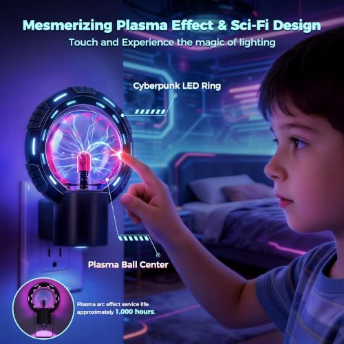 Briignite LED Night Light Plasma Ball for Kids RGB Changing Game Room Decor - Image 2