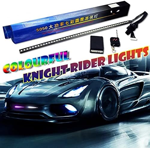 Juren RGB LED Knight Rider Scanner Light Strip 23inch 48-SMD Multicolored LED Flash Strobe Grille Light Car Truck Interior Exterior Lighting (Knight Rider Light) - Image 5