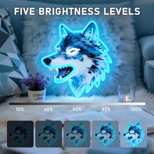 Wolf Neon Sign, UV Printed Wolf LED Wall Decor Light for Game Room - Image 2