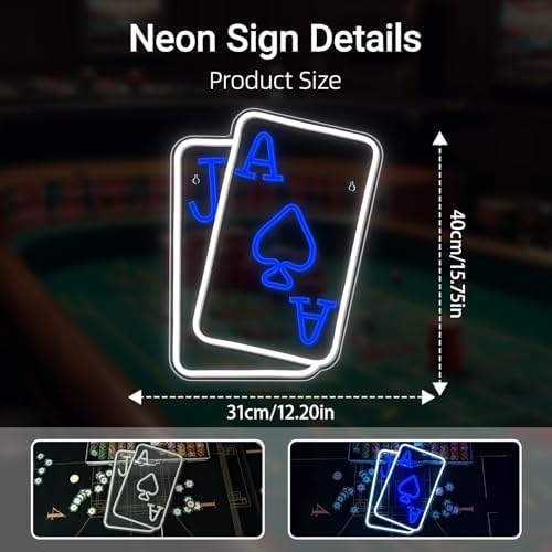Blue Poker Neon Sign Casino Playing Cards Neon Signs for Man Cave - Image 4