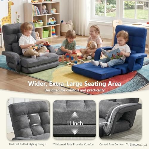 Comfy Floor Chair with Adjustable Backrest, Gaming Sofa Chairs (Grey) - Image 6