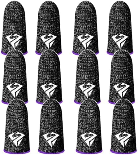 6 Pairs Finger Sleeves for Gaming, Gaming Finger Sleeves, Thumb Sleeves Mobile Gaming Controller, Cell Phone Gaming Finger Sleeves for Mobile Game, Anti Sweat, Breathable (Purple) by Unknown