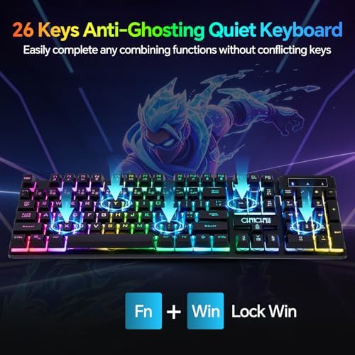 Gaming Keyboard and Mouse, Headset, Mouse Pad Combo, 10 RGB Backit Effects - Image 4