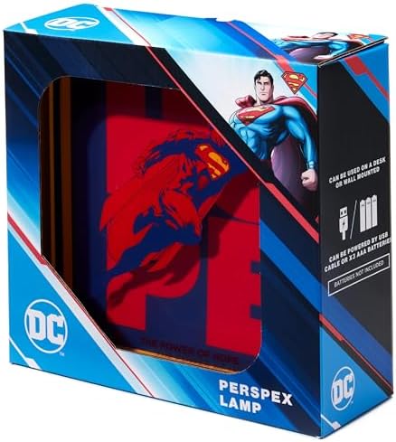 Numskull Official Superman 2025 Acrylic Logo Desk Lamp Wall Light for Bedroom, Office, Home, Study, Work - for Fans of Collectible DC Comics Merchandise - Image 2