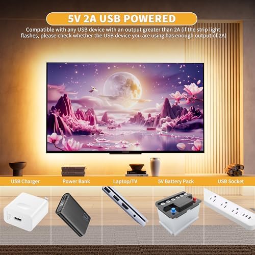 PAUTIX 5V USB COB LED Strip Light 6.56ft/2m 1200lm, Dimmable 640LEDs 2700K Warm White CRI90+ with RF Remote TV Backlight,Flexible Under Cabinet Tape Light for Bedroom,Kitchen,Home DIY Lighting - Image 6