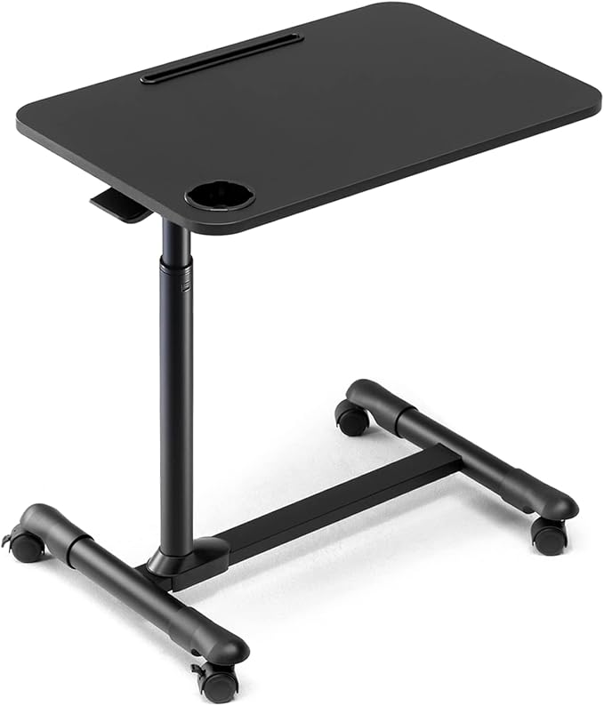 ETHU Overbed Table with Wheels, Height Adjustable 27.1-34.2", Black by ETHU