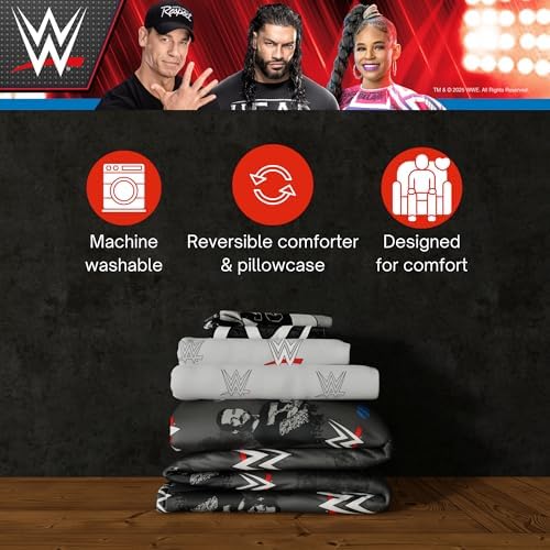WWE Wrestling Bedding Set, Queen Size 7 Piece Set Super Soft Cozy Reversible Comforter and Sheet Set with Sham, (100% Officially Licensed Product) by Franco - Image 4