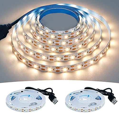 USB LED Strip Light Natural White 4000K 5V 13.12ft/4M(2pcs x 6.6ft) by GOMING