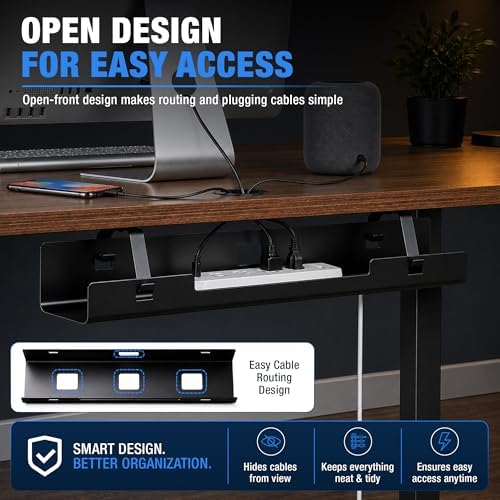 Under Desk Cable Management Tray 23.6" – Steel Wire Cable Holder Organizer for Work from Home, Office & Gaming Setup - Image 4