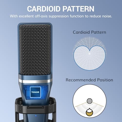 TONOR TC-777 Podcast Microphone, USB Computer Microphone, Cardioid Condenser PC Mic with Tripod Stand and Pop Filter for Podcasting, Streaming, Vocal Recording, Compatible with PC & Laptop, PS4/5 - Image 2