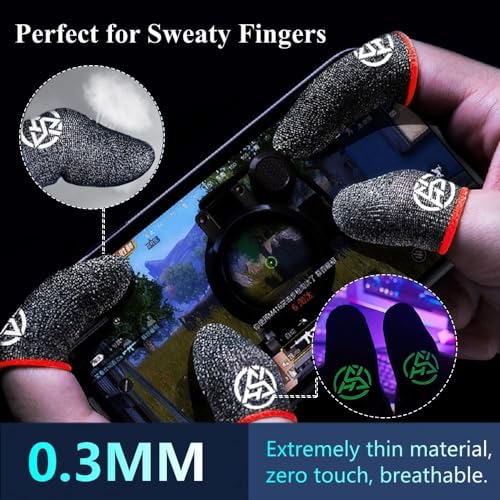 Gaming Finger Sleeves, High-Sensitive Anti-Sweat Touchscreen Game Thumb Gloves, Mobile Gamer Finger Cover Cots for PUBG/Knives Out/Rules of Survival - Image 4