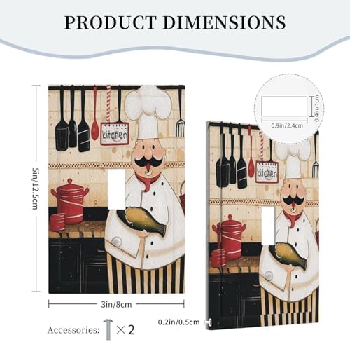 Decorative Light Switch Covers Cartoon Fat Happy Chef Cook Single Toggle Light Switch Cover Plate 1 Gang Outlet Covers Wall Plate Electrical Device Switchplate Dimmer Faceplate Kitchen Decor - Image 5