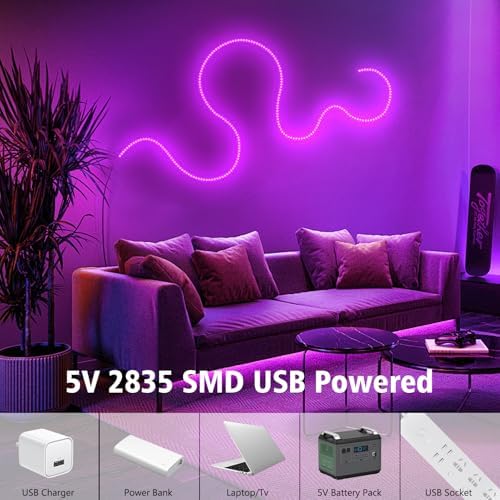 echosari Strip Lights USB 9.8Ft 180 LED Strip Lights Cuttable Each 2835 SMD - Image 5