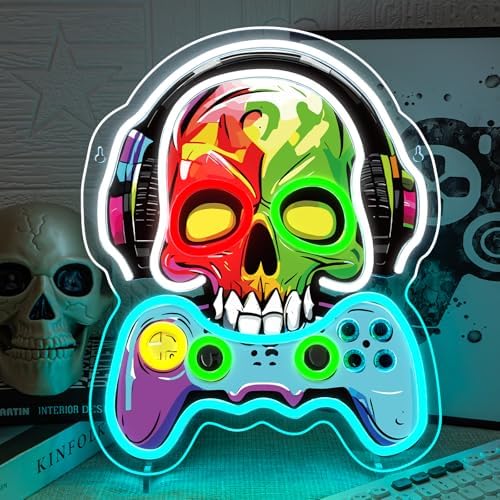 Game Neon Sign Skull Neon Sign For Wall Decor Teen Boy Room Decor by gamerneon