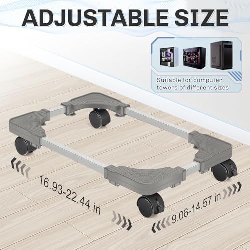 Liitrton Mobile CPU Stand Adjustable PC Stand Fits Most PC Towers, Grey - Image 2
