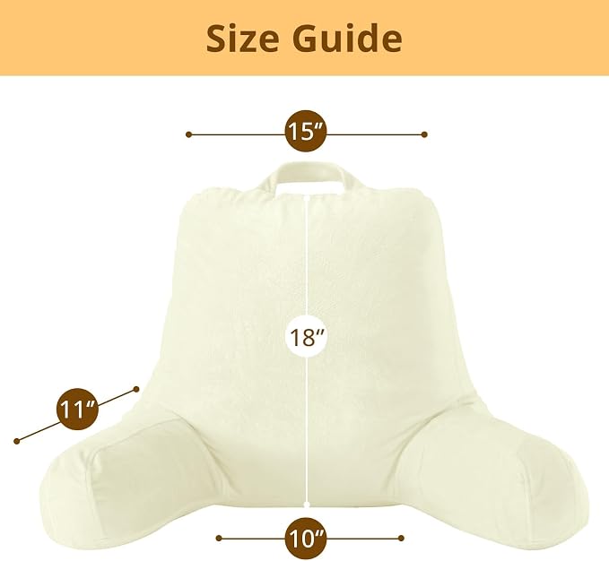 Sasttie Reading Pillow for Bed, Back Pillow for Sitting Up, Cream - Image 4
