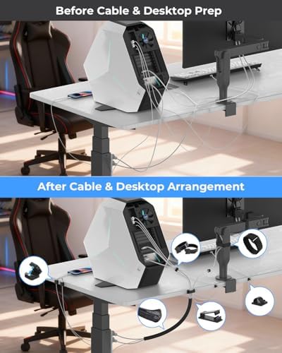 Cable Management Organizer Kit, Desk Cable Organizer, Cable Management Under Desk, Wire Management and Cord Organizer for Home, Office, Standing Desk - Image 2