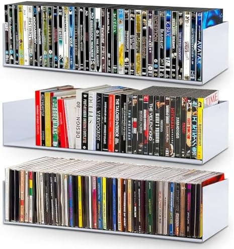 U Shape Floating Shelves Wall Mount Metal Bookshelf CD DVD Storage Display Shelves, White Set of 3 by Patioer