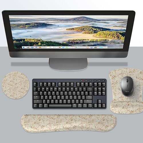RICHEN Mouse Pad and Keyboard Wrist Rest, 3-in-1 Computer Mousepad and Coaster Set, Non-Slip Keyboard Wrist Rest and Mouse Pad Set Ergonomic Design (FKMWR-65) - Image 2