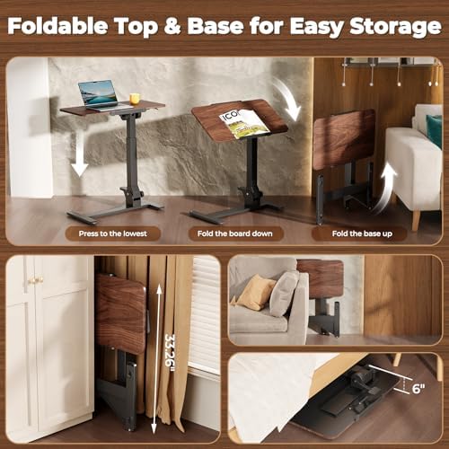 JOY worker Foldable Portable Laptop Desk, 180° Tilt Overbed Bedside Table - Image 5