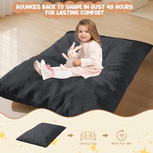 3 in 1 Kids Bean Bag Chair Bed – Foldable Bean Bag to Lounger | Floor Mattress, High-Density Foam Filling Bean Bag , Child Floor Sofa for Reading, Sleeping, Gaming & Relaxation,Drak Gray - Image 5