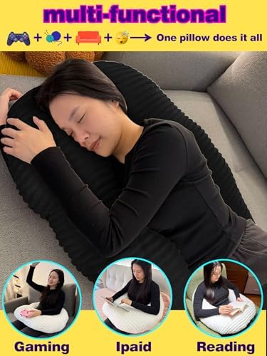 Crochet Pillow for Lap Support Lap Pillow for Gaming Black - Image 3