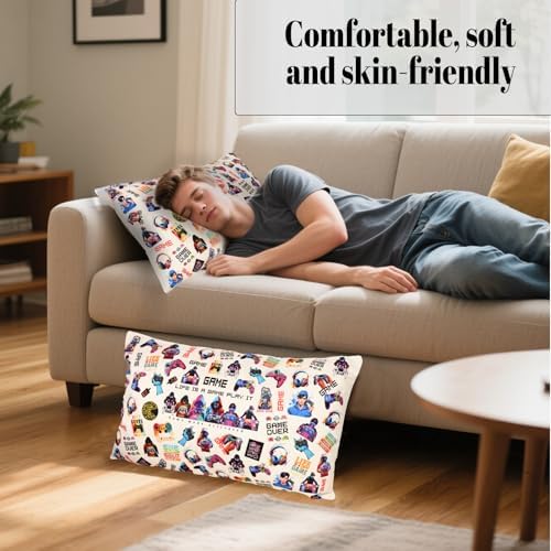 Gamer Gifts for Teen Boys, Gaming Boy Room Decor, Gaming Accessories for Teen Boy, Gamer Pillow Case Flannel Material，12 x 20 inches 2-Pack (No Inserts) - Image 6