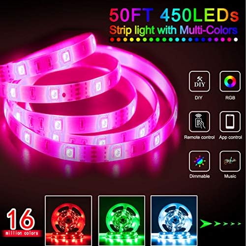 LED Strip Lights 32.8ft, Multicolor RGB LED Light Strips, 5050 LED Tape Lights, Music Sync Color Changing+Remote Control +APP Controlled LED Strip Lights for Bedroom Party Christmas Decoration - Image 5