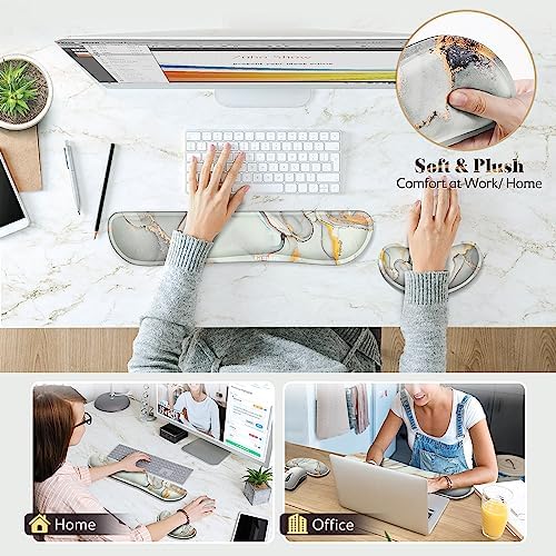 Gimars Upgrade Enlarge Gel Memory Foam Set Keyboard Wrist Rest Pad, Mouse Wrist Cushion Support for Office,Could Golden Computer, Laptop, Mac,Cloud Golden - Image 7