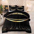 Kids Football Bedding Set - Full Comforter with Pillowcases, Black and Gold, 100% Microfiber, 3 Piece Set, Boys and Girls by Helloosuucomforterset
