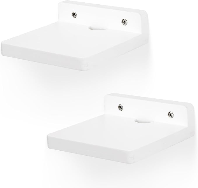 Small Floating Shelf for Wall,5 Inch Wooden Wall Shelf Set of 2,Mini Speaker, Baby Monitor,Cameras，Figurines Display Stand, for Bedroom, Gaming Room, Living Room, Bathroom, Office(White) - Image 8
