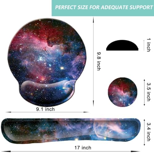 Keyboard Wrist Rest Pad Mouse Pad with Wrist Support Set of 3, Mousepad with Non-Slip Rubber Base, Ergonomic Memory Foam Mouse Wrist Cushion Support for Home Office Laptop Computer, Starry Sky - Image 5