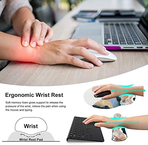 Keyboard Wrist Rest and Mouse Pad, Ergonomic Memory Foam Mouse Pad Wrist Support, Non-Slip & Pain Relief Mouse Pad and Keyboard Wrist Support, Comfortable Mousepad with Wrist Rest for Game, Office - Image 2
