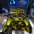 Yellow Kids Bedding Sets for Gamer Boys, Neon Geometric Twin Comforter Set, 3D Geometric Kids Twin Bedding Set with Flame Game Consoles Gamer Decor by Erosebridal