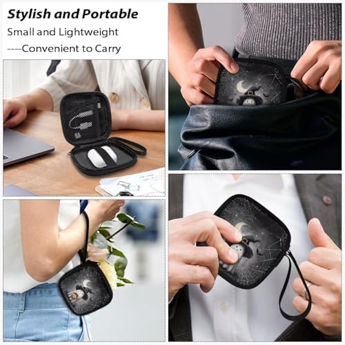 Halloween Ghost Bat Lightweight Headphone Storage Bag, Portable Headset Carrying Pouch Headphone Case Bag Soft Travel Pouch for Ear Headphones-Pink - Image 7