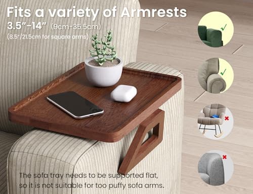 2 Pack Bamboo Couch Arm Tray,Folding Sofa Armrest Table(Brown) - Image 4