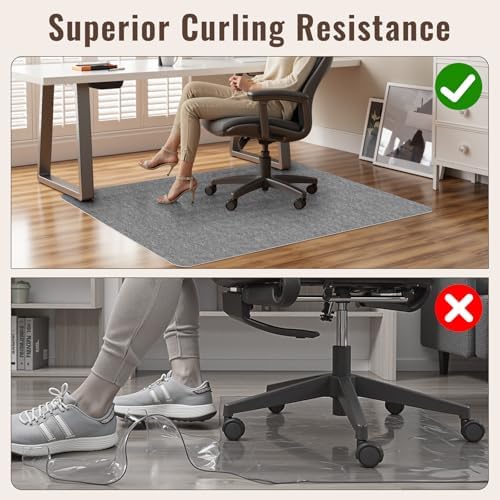Sycoodeal Office Chair Mat for Hardwood Floor,Slip Resistant Floor Mat for Office Computer Gaming Chair,Heavy Duty Floor Protector for Rolling Chairs,Easy to Clean,Grey(40"x55") - Image 5