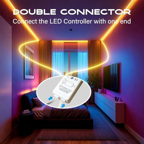 CHARKEE 110FT LED Strip Lights for Bedroom, RGB Color Changing Lights with Music Sync, Bluetooth App & Remote Control, 24V LED Light Strip for Room, Kitchen, Party & Home Decor (1 Roll) - Image 2