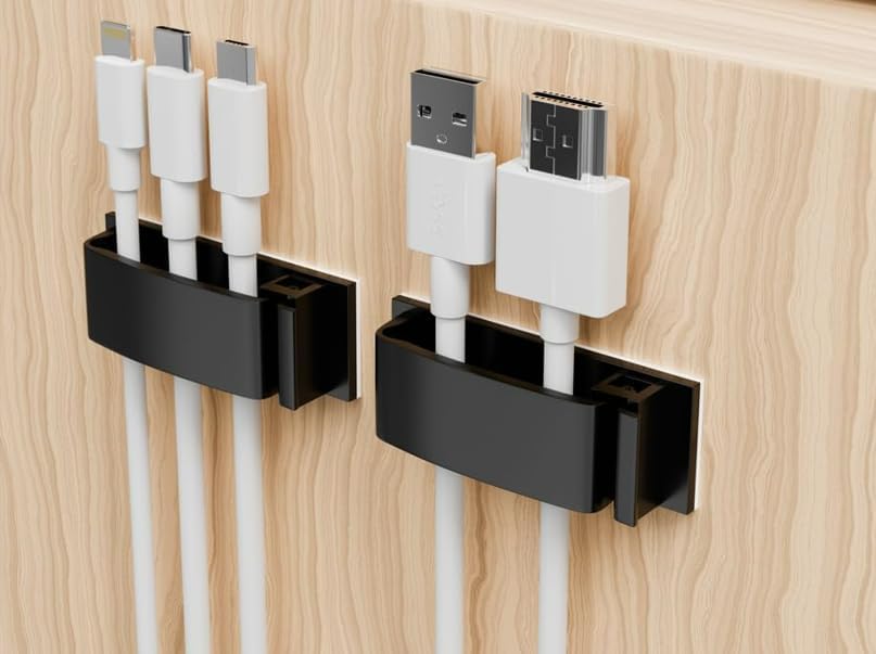 Cable Clips, Ethernet Cable Organizer, Conwork Adhesive Wire Management Clamps, Desktop Cord Holder Hider, Charging Cable Drop Organizer & Management System for TV PC Laptop Home Office [50-Pack] - Image 4