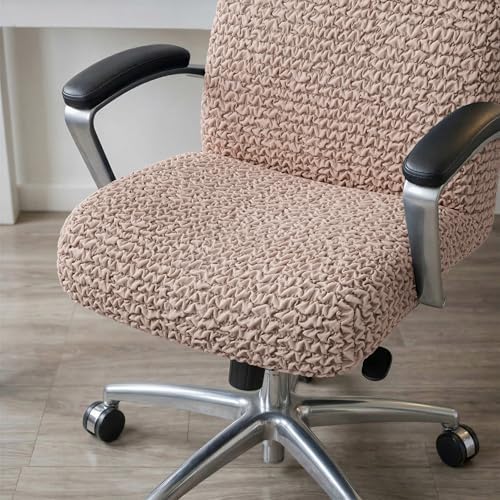 PAULATO BY GA.I.CO. Stretch Office & Gaming Chair Cover – Breathable Desk Computer Armchair Slipcover with Zipper – Bi-Elastic Stretchable Protector Machine Washable – Blush Taupe (Office Chair) - Image 6