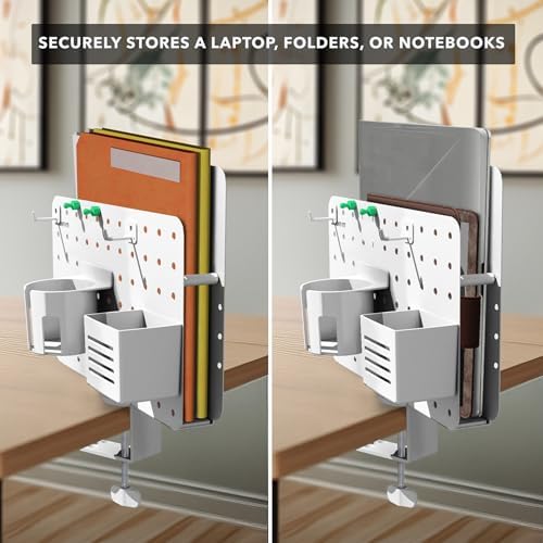 Mount-It! Desk Pegboard Organizer, 360 Rotation, White - Image 6