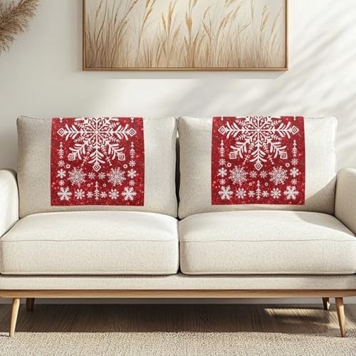 Christmas Decor Snowflake 2/Set Recliner Headrest Protector 26x16 Inch - Durable Polyester Cover, Water-Resistant & Breathable with Anti-Slip Base, Easy-Install Includes Nails - Image 2